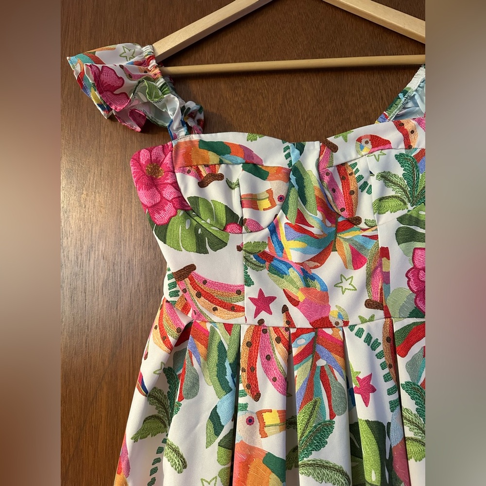 MERCEDES CAMPUZANO Tropical Print Maxi Dress